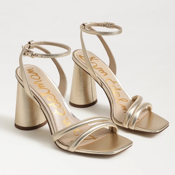 Sam Edelman Kia Block Heel Gold Size 9 - Picture 1 of 8